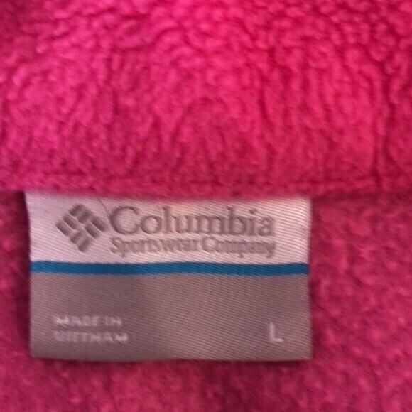 Womens Columbia pink fleece jacket Large full front zip long sleeves Barbiecore - Picture 3 of 6